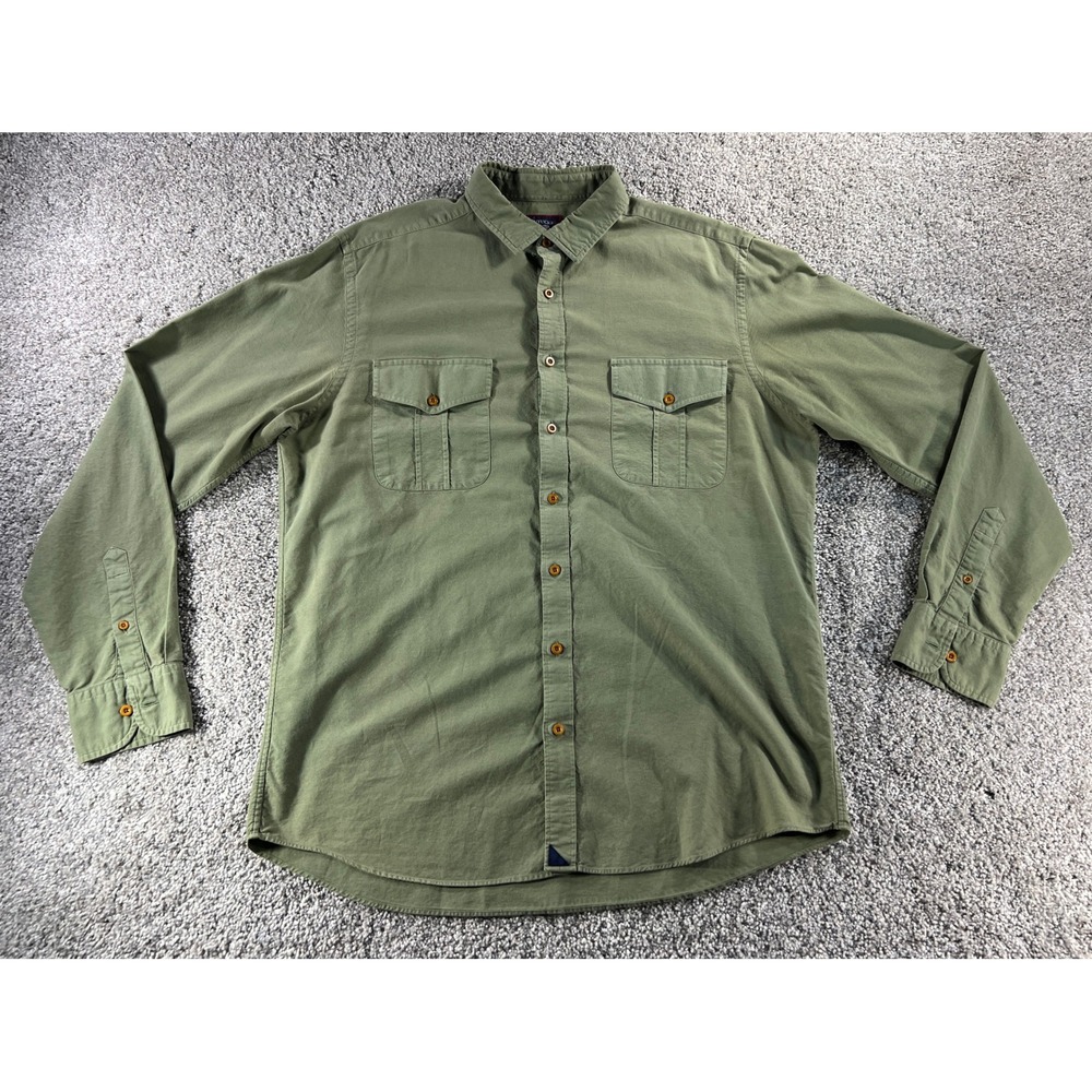 UNTUCKit Mens XL Tall Regular Olive Green Cotton Utility Button Down Shirt